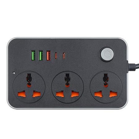 Extension Board with 4 Power Sockets, 4 USB Ports &amp; 2 Type-C Ports – 2 Meter Wire