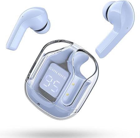 Wireless Earbuds with Transparent LED Case