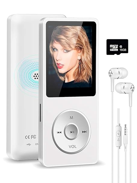 16GB Mini MP3 Music Player with Bluetooth 5.4 (White)