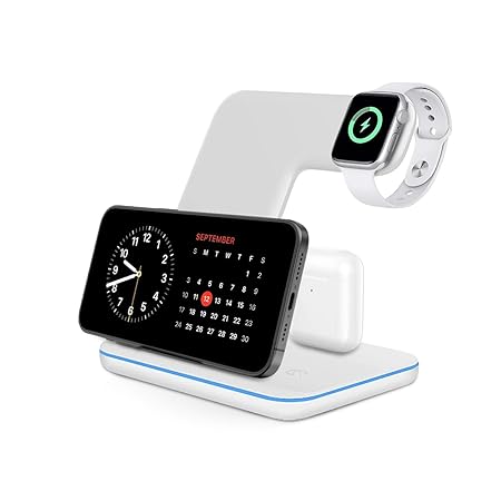 23W 3-in-1 Wireless Charging Station with Type-C PD (White)