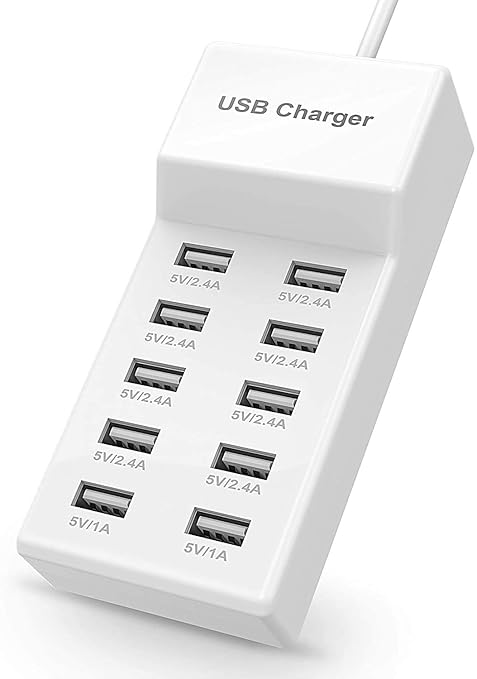 USB Charging Station with 10 Smart Ports – Family-Sized Multi-Device Charger