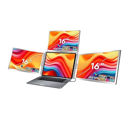 1080P Portable Triple Giant Screen Monitor Extender for 12"-18.5" Laptop