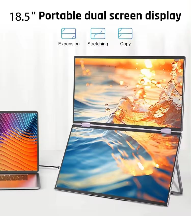 18.5" Tri-Screen Portable Foldable Dual Monitor – Triple Monitor Extender