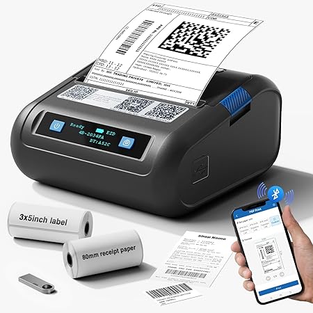 2025 Newest 3-Inch Bluetooth Thermal Label Printer + Receipt Printer