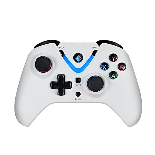 Wireless Controller for PC | Magnetic Triggers, Dual Vibration, LED Backlit Buttons (White)