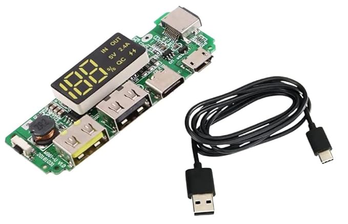 18650 Lithium Battery Charger Module – Dual USB 5V 2.4A with Type-C Cable