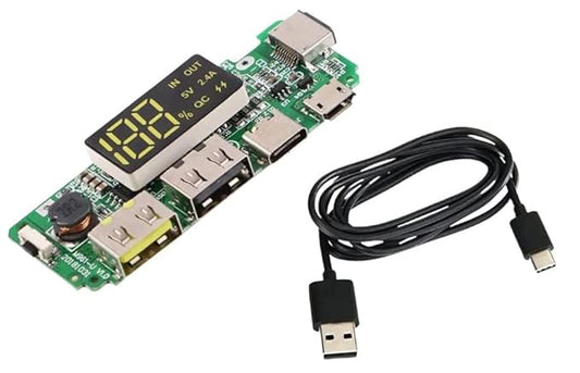 18650 Lithium Battery Charger Module – Dual USB 5V 2.4A with Type-C Cable