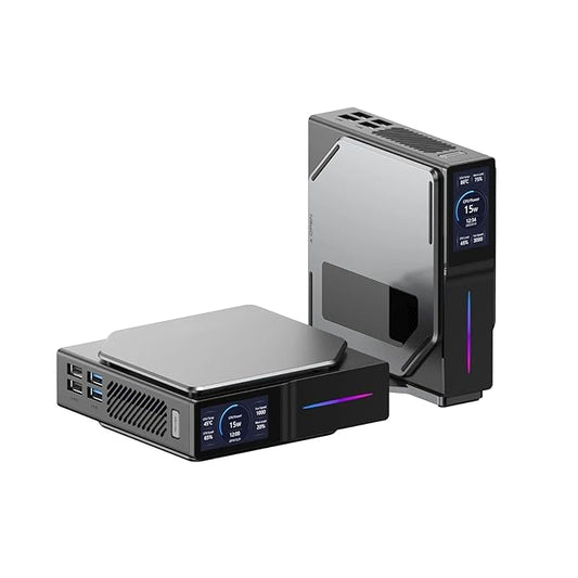 💻 Mini PC with LCD Display – 13th Gen N150, 16GB RAM, 512GB SSD, RGB Lighting