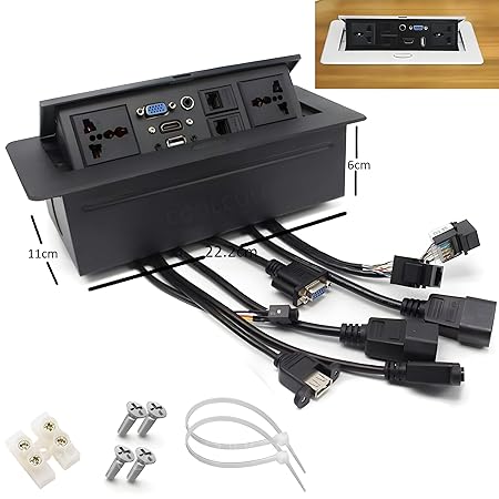 10 Module Hydraulic Cable Cubby – Conference Table Connectivity Solution