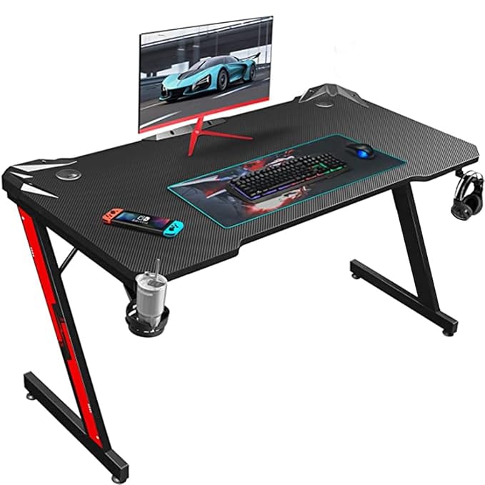 Gaming & Computer Desk – Z-Shaped Frame with Carbon Fiber Surface