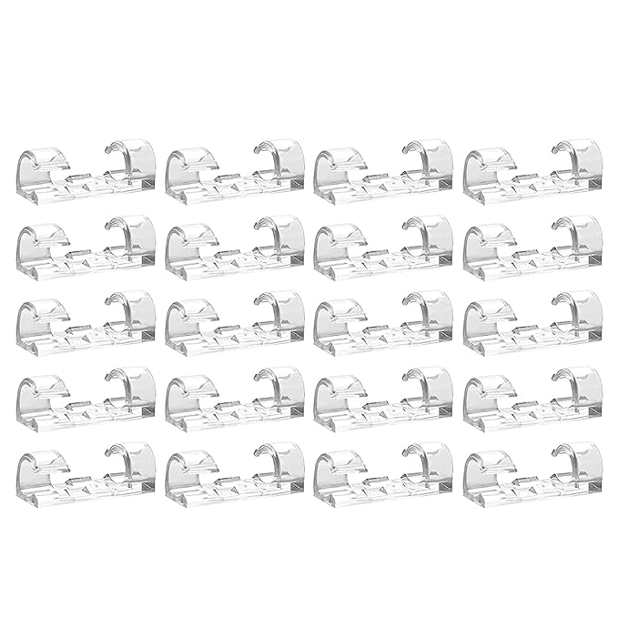 Pack of 20 Cable Clips – Strong Self-Adhesive Wire Holders for Car, Office & Home (Transparent
