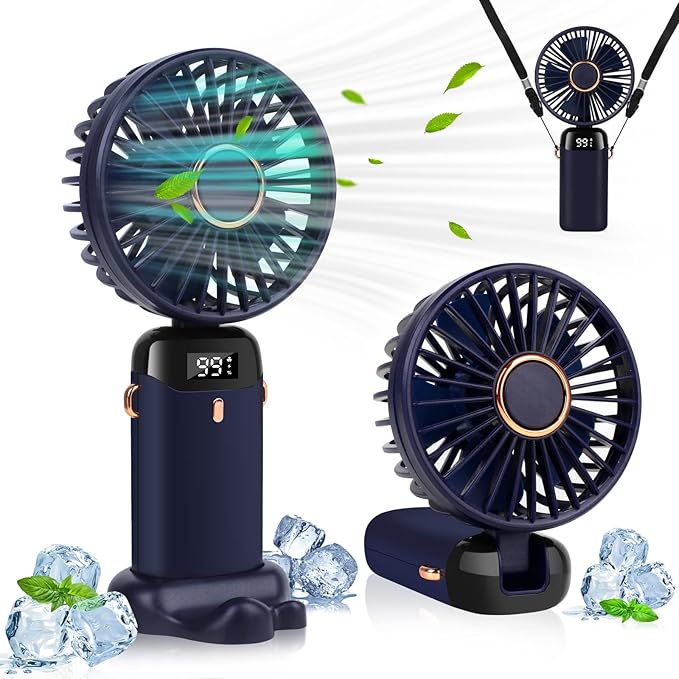 Portable Handheld & Foldable Mini Fan – 4000mAh USB Rechargeable with Digital Display