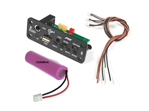 Bluetooth FM USB AUX Card MP3 Decoder Module with Mic | Electronic Components Hobby Kit with 2200mAh Battery (Set of 1)