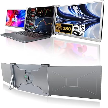 1080P Portable Dual Monitor 2-Screen Extender for 15–17" Laptops