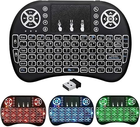 Bluetooth + 2.4G Wireless Dual Mode Mini Keyboard Remote Control Touchpad Mouse Combo Controller with RGB Backlit for Android TV