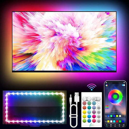 RGB LED Strip Light – TV Backlight with App & Remote, 5V USB Powered, Music Sync